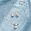 Elegant Imitation Pearl Earrings Circular Earrings Necklace Set New Heart Shaped Jewelry Set  Daily