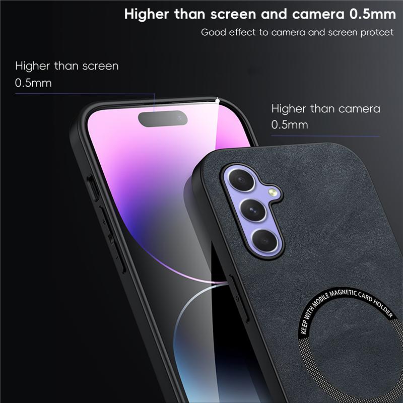 Magnetic Retro Leather Soft Case For Samsung Galaxy A55 A15 A25 A35 Wireless Charging Phone Case Cover