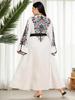 Middle East Ethnic Style Printed Bow V-neck Plus Size Maxi Dress