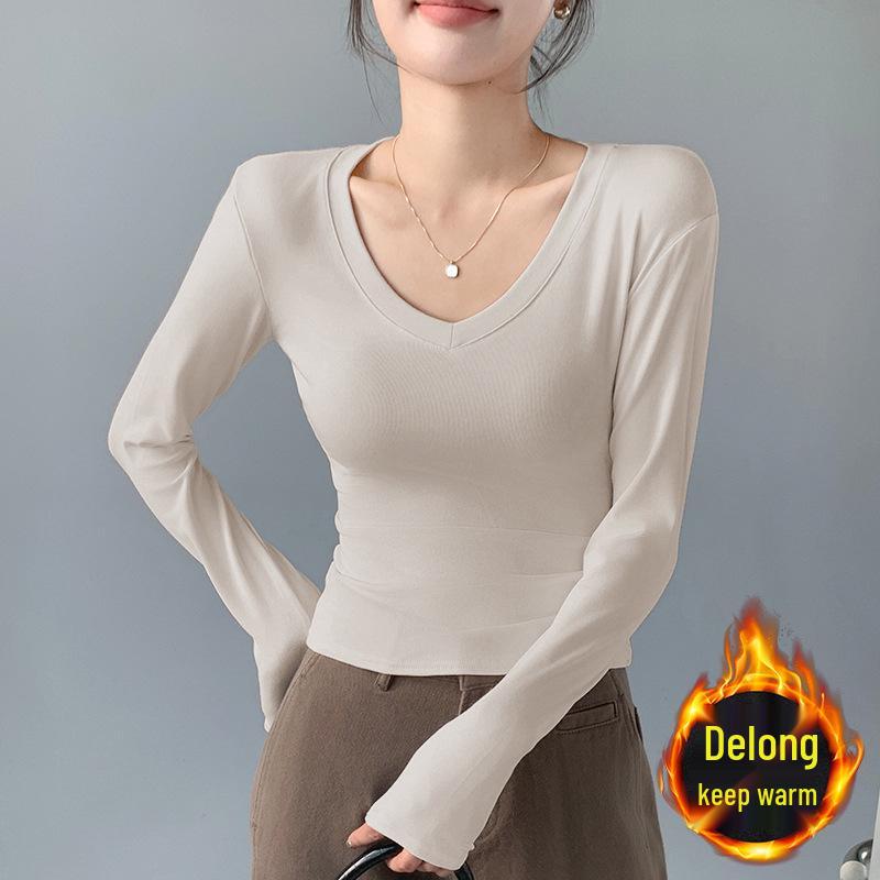 2025 New Autumn/Winter Women’s Warm Velvet Long Sleeve Base Shirt