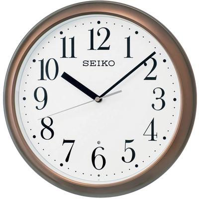 Uhr Wanduhr Funk Analog Braun Metallic KX218B