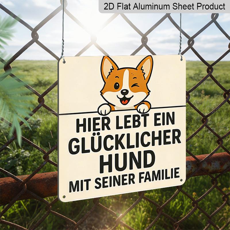 2D Flat, 1pc Vintage German Cocker Spaniel-like Dog Metal Sign - Retro Aluminum Wall Plaque with German Text "Your Dog Must Be Well-Behaved Here" for