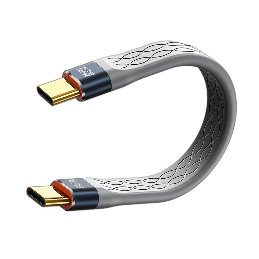 Short USB4 Cable 5Inch Flat Cord 40Gbps Speed 240W Power Delivery for Phones External SSD eGPU and More USB-C Devices