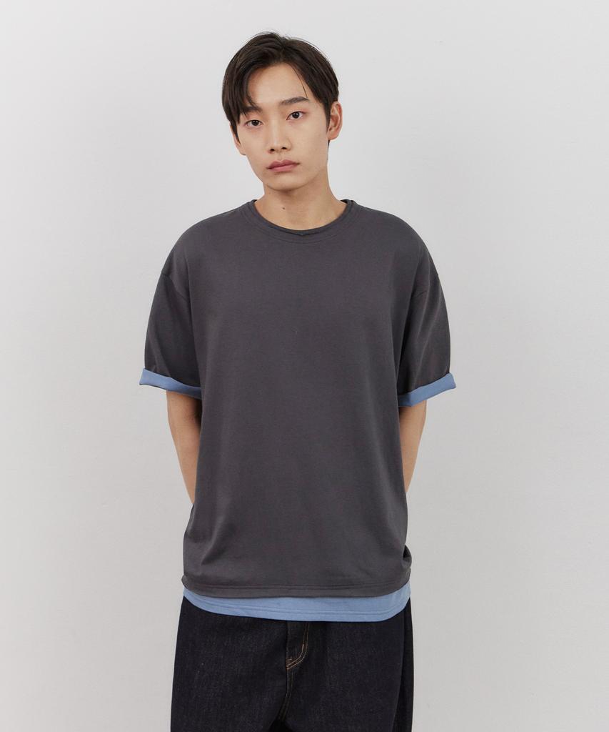 URBANSTOFF Layered Hem Tee (Charcoal)