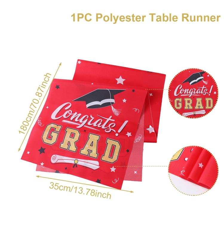 Graduation Table Runner Graduation Decorations 2026 Black Gold Polyester Graduation Table Cloth Prom Grad Party Table Decoration