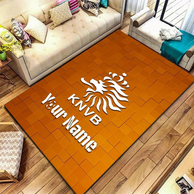 Knvb Wappen Benutzerdefinierter Name Teppich Teppich für Wohnzimmer Schlafzimmer Zuhause Sofa Dekoration Kinder Spielen Rutschfeste Fußmatte