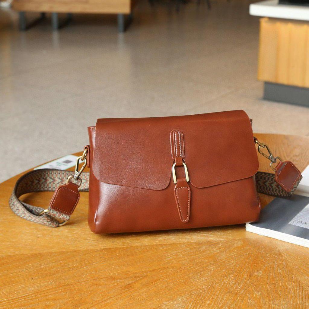 Genuine Leather Women's Bag Versatile and Fashionable Crossbody Bag Cowhide Single-shoulder Small Square Bag