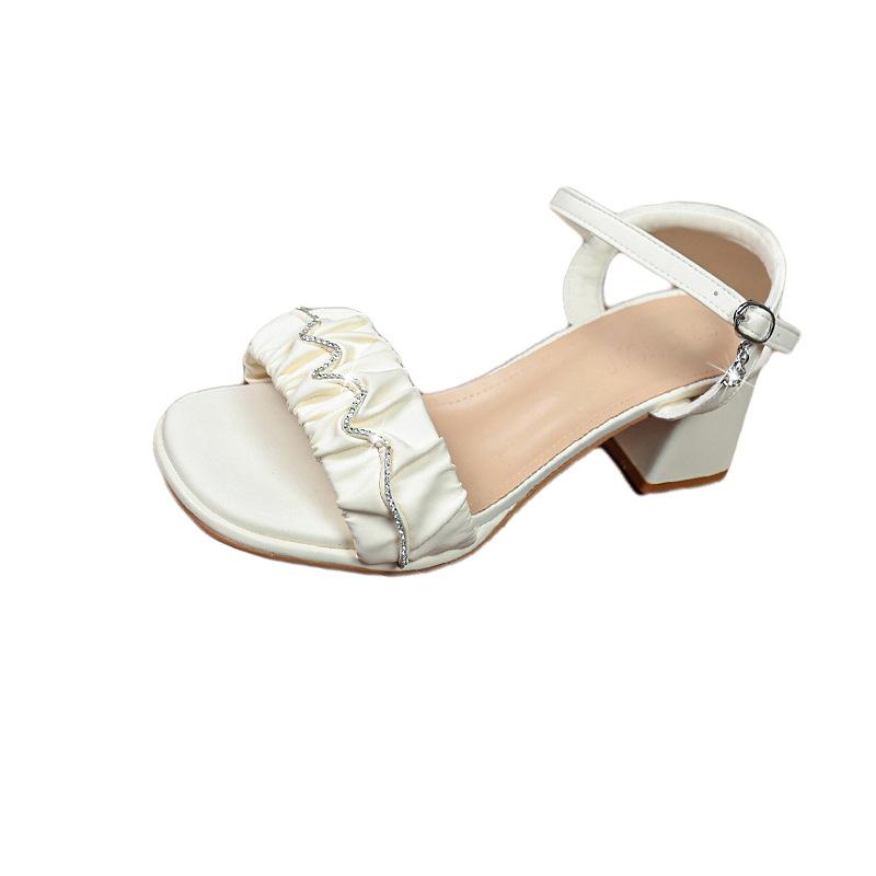 French Roman Sandals Women's 2025 New Summer Versatile Medium Heel Work Not Tired Feet with High Heels