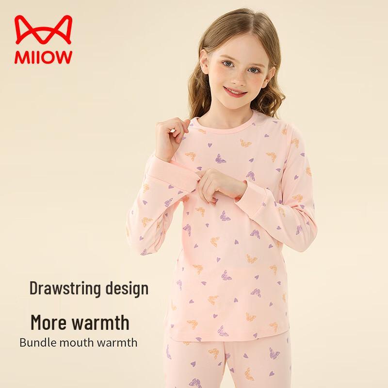 MIIOW Kids 100% Cotton Thermal Underwear Set for Girls