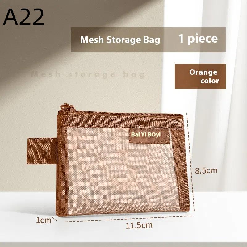 1Pc Portable Mini Zipper Mesh Storage Bag Coin Purse Small Square Mesh Coin Purse Travel Storage Carry Pouch With Zippered