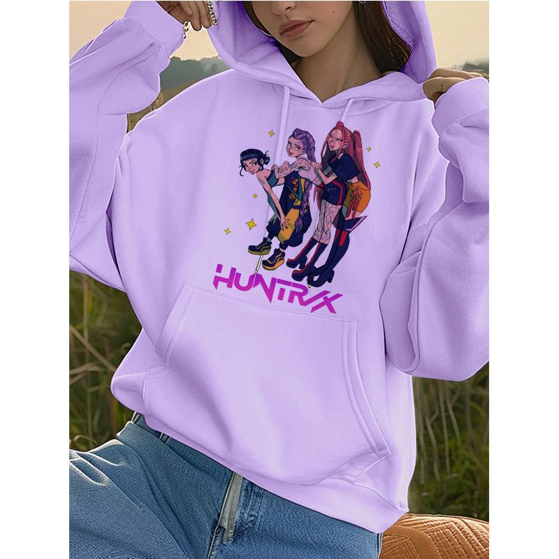 Kpop Demon Hunters Tiger Pocket Hoodies Manga Harajuku Hoody Hooded Women's Autumn Winter Sweatshirts Girls Pullovers Clothes