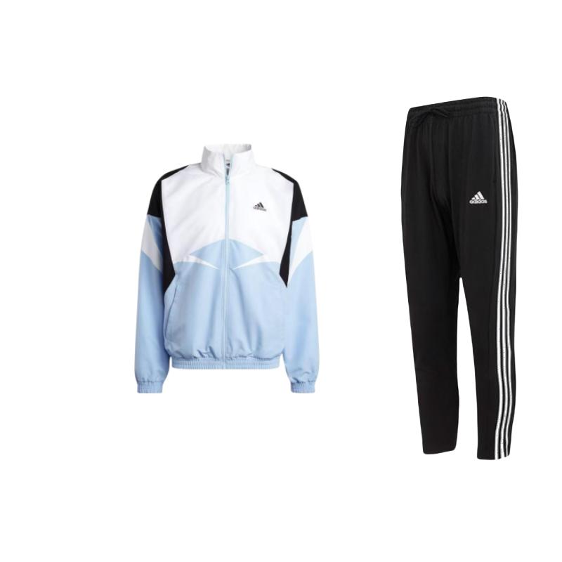 

Adidas Color Block Logo Print Zip Retro Stand Collar Long Sleeve Tapered Knit Pants Casual Sports Suit Men suit IC0044+IC3695 M