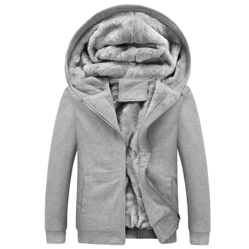 Men's Fleece-Lined Thickened Hooded Sweatshirt with Warm Oversized Jacket