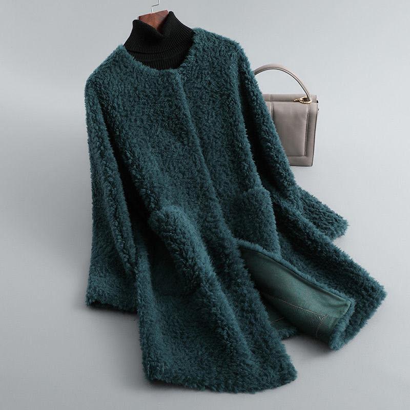 Winter Coat Women's Fleece Coat Lamb Fleece Medium Long Lamb Fur One-piece Fashion Minimalist Casual Long Sleeves Jackets