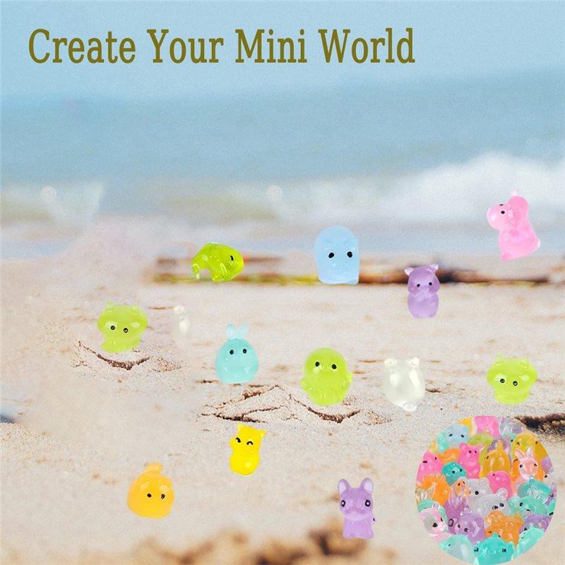 Mini Resin Models Glow In The Dark Animal 100Pcs For Fairy Garden Accessory Set-Mystery Blind Bag