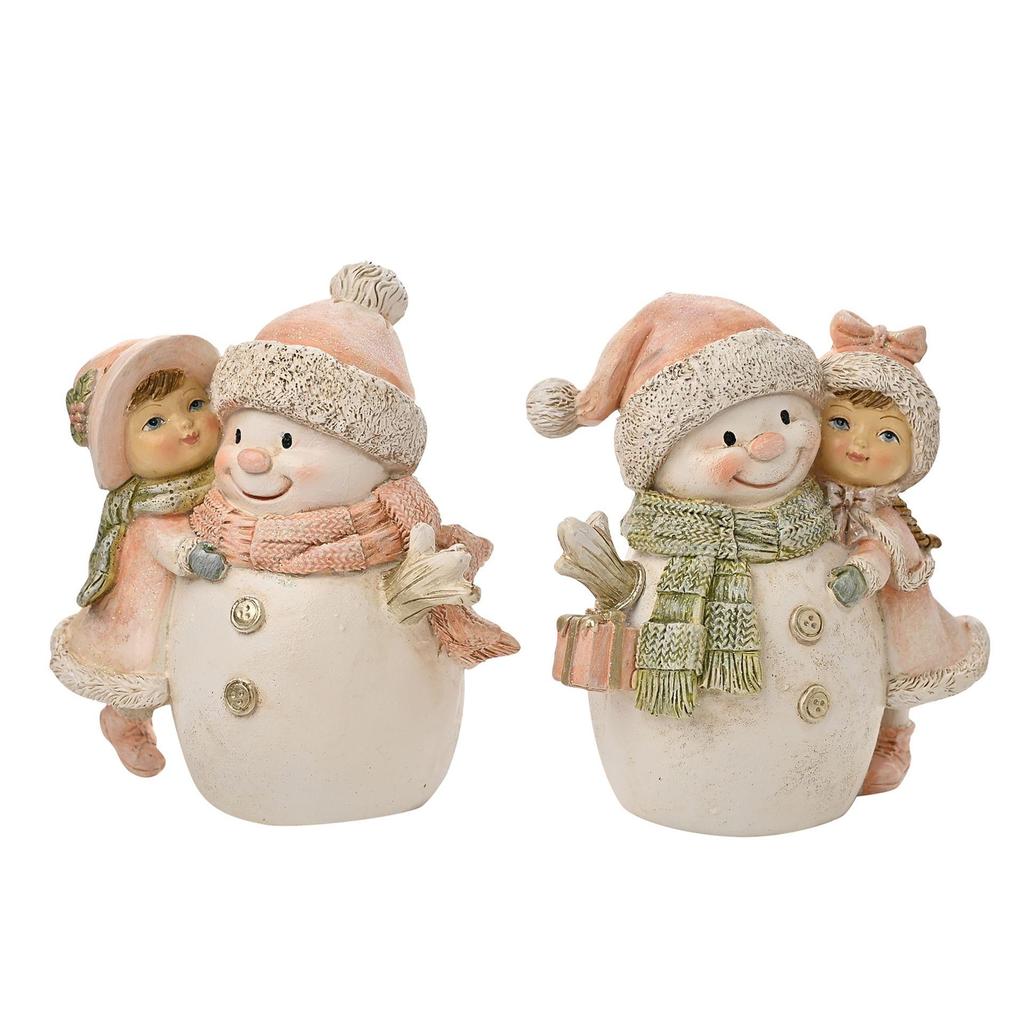 Set of 2 Snowman Scene Figurines