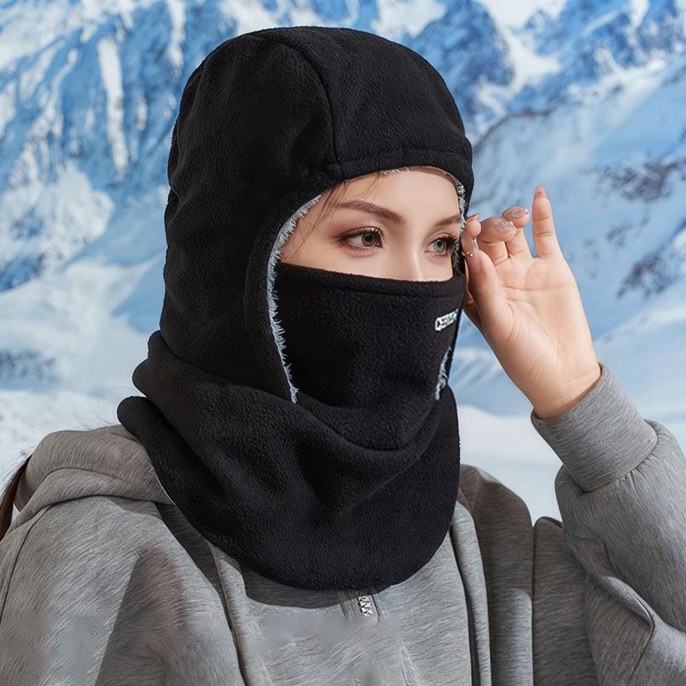 Fleece Balaclava Cycling Cap and Warm Gloves Cold-proof Windproof Warm Hood and Hat Thicken Thermal Ski Windproof Kit Women Men