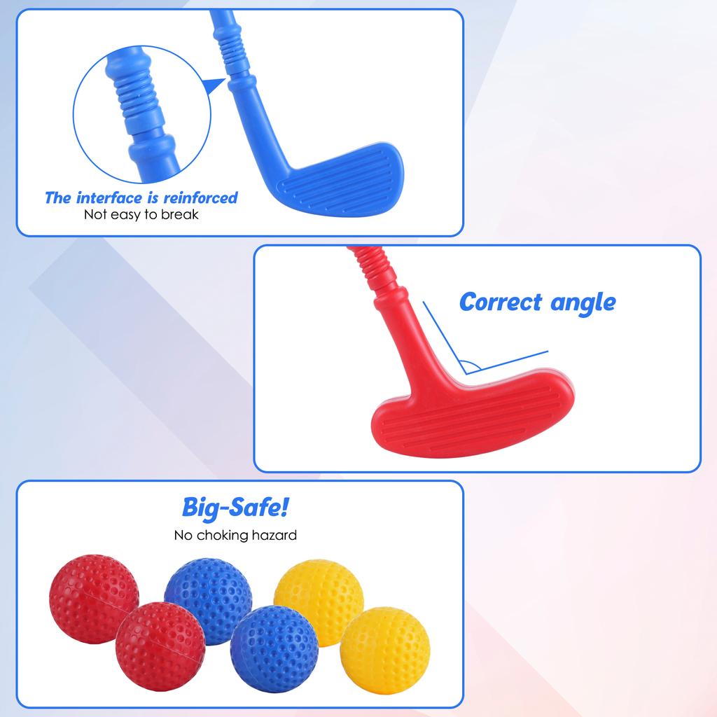 Toddler Golf Set, Kids Active Exercise Yard Play Cart with Clubs, Tees, Balls and Putting Mat, Indoor and Outdoor