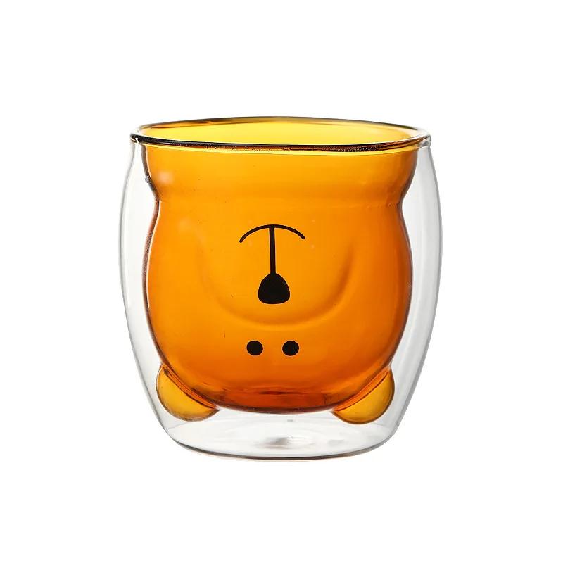 250ml High Borosilicate Creative Glass Cup Little Bear Cup Women'S Summer Cat Claw Cup Double Layer Creative Drinking Cup