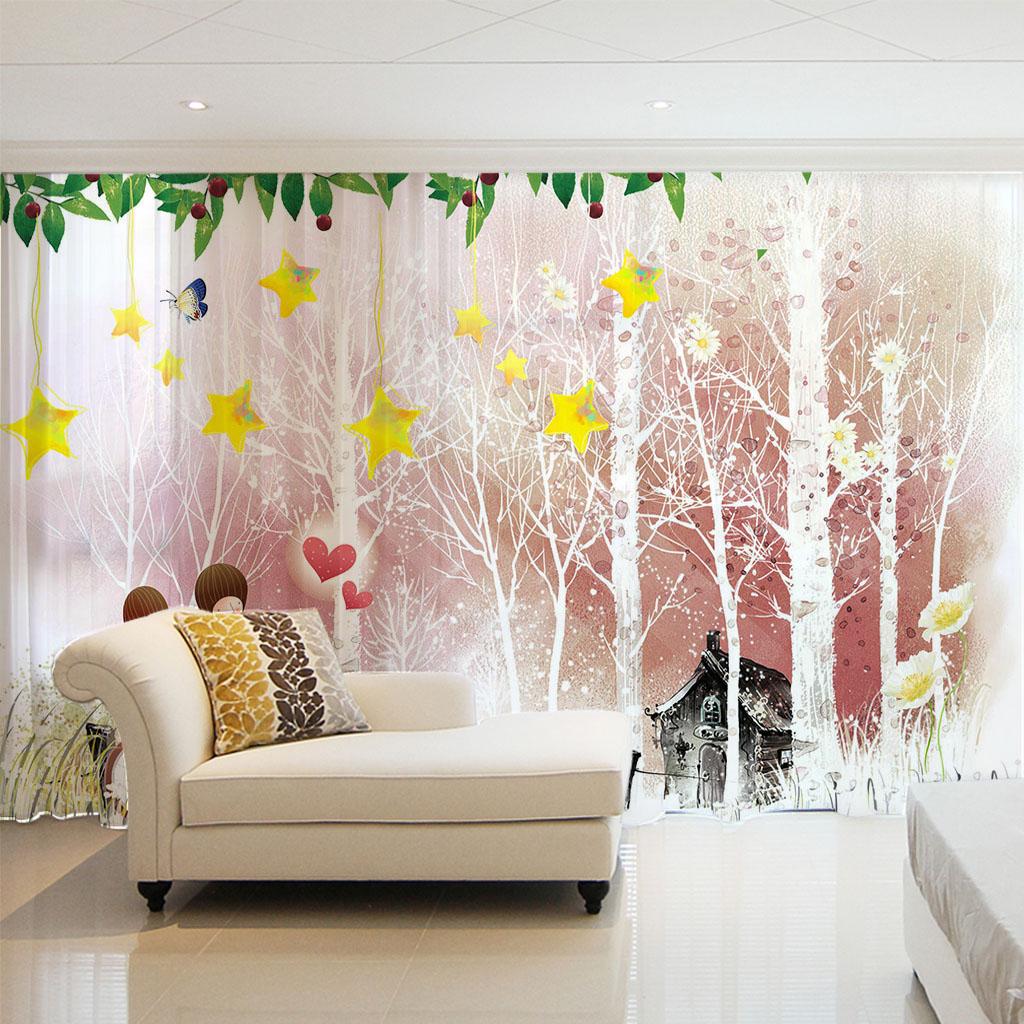 Colorful Butterfly Flower Elegant Plant Girl Window Curtains Blinds For Living Room Bedroom Bathroom Kicthen Door Home Decor2Pcs