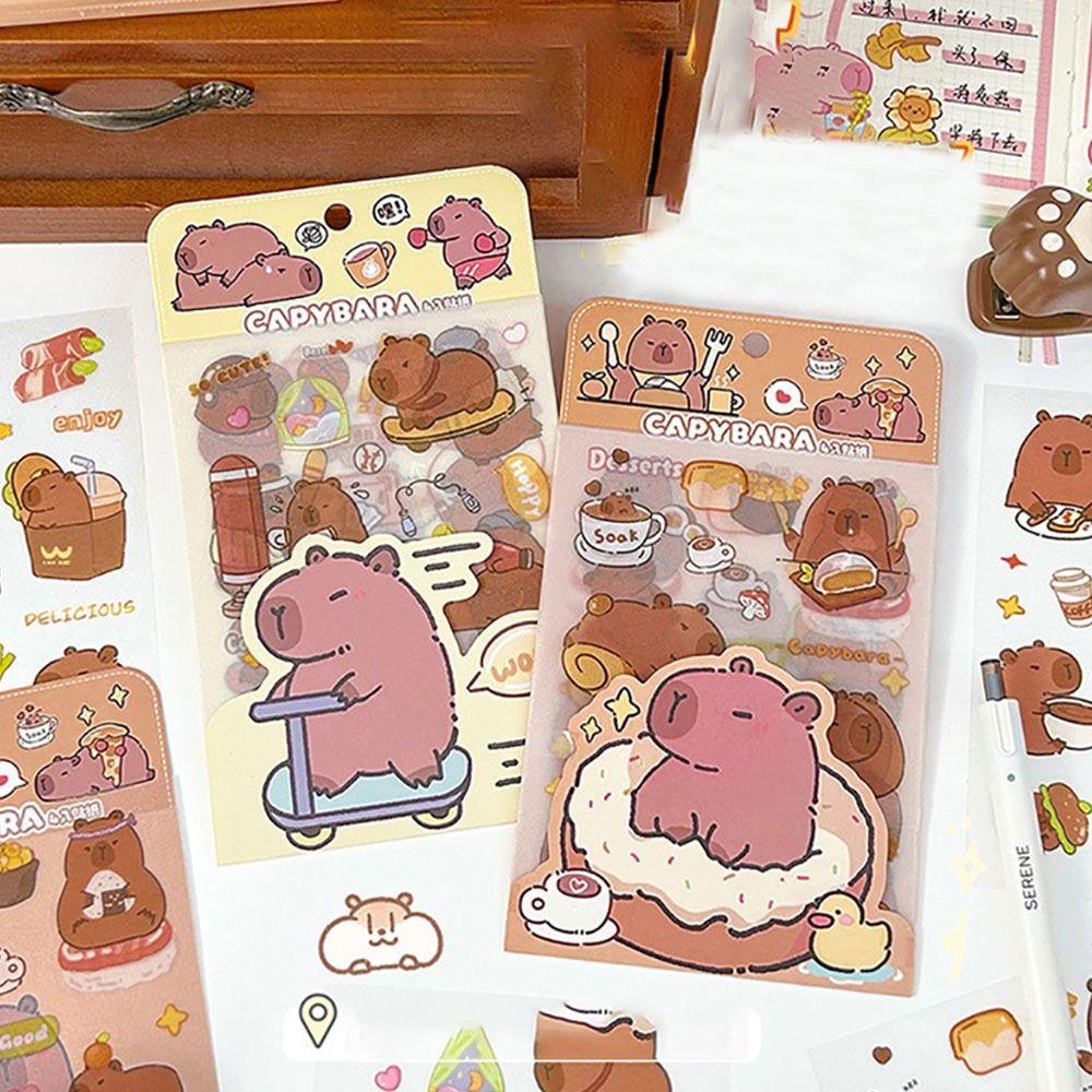 

PET Capybara Sticker Cartoon Cartoon Decorative Stickers Cute Capybara Handbook Stickers