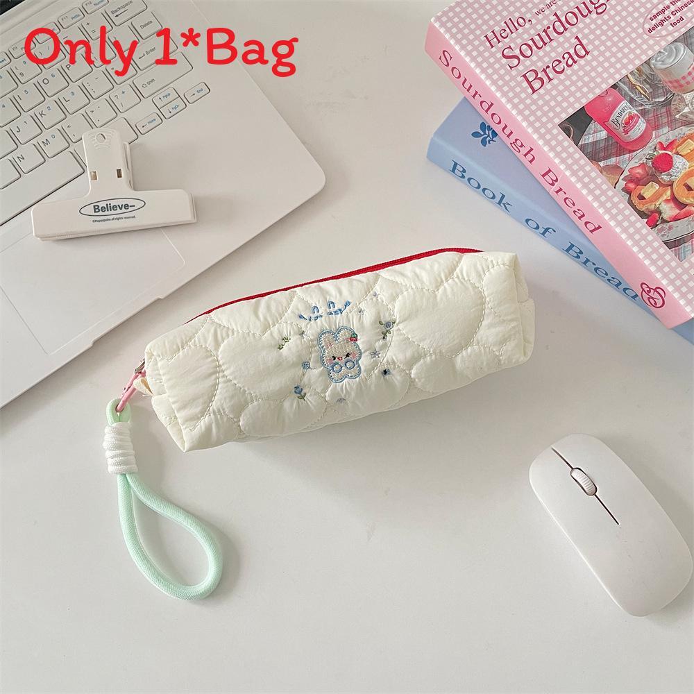 Kids Cartoon Embroidered Large Capacity Pencil Case With Soft Polyester For Girls And School Supplies