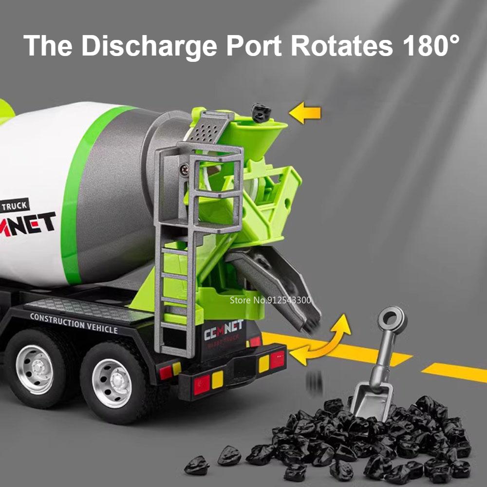 1:24 Mixer Truck Container Car Toy Model Alloy Diecast Doors Opened Sound Light Engineering Vehicle Models Gift for Kids