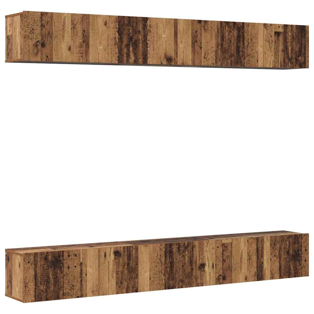 Wall Mounted TV Cabinet Set 6 pcs Reclaimed Wood Effect Particleboard