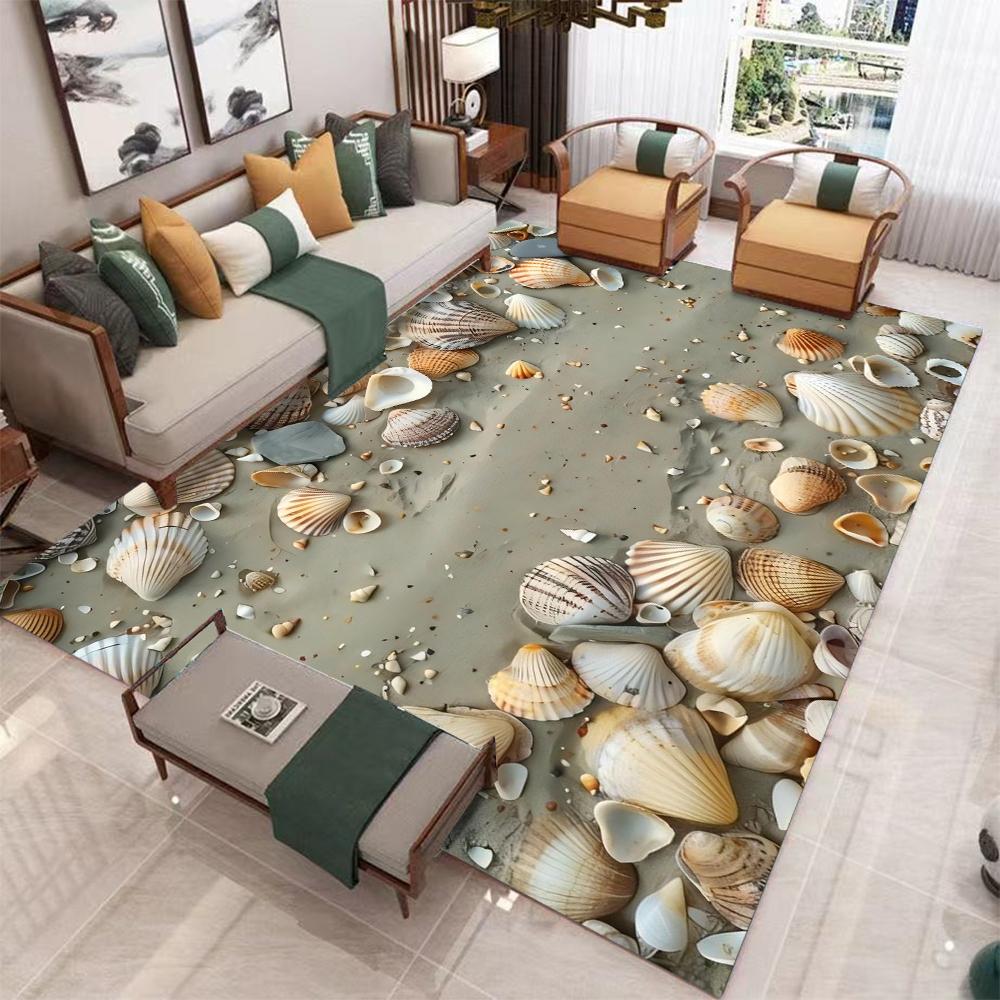 2025 3d Starfish Beach Shell Sea Star Sand Carpet Rug for Living Room Bedroom Home Sofa Decoration,Kids Play Non-slip Floor Mat