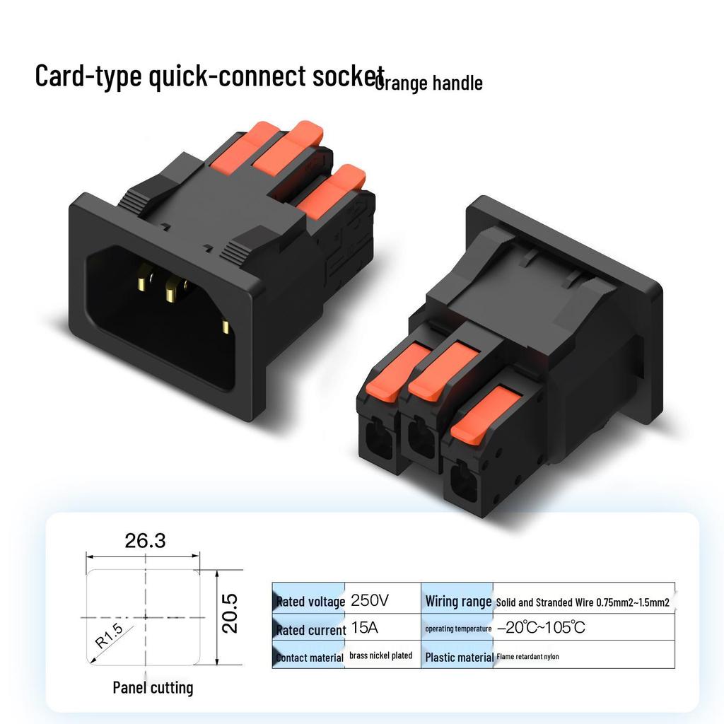 Large Black DIY Power Cord, C13 Male-Female AC Plug Connector