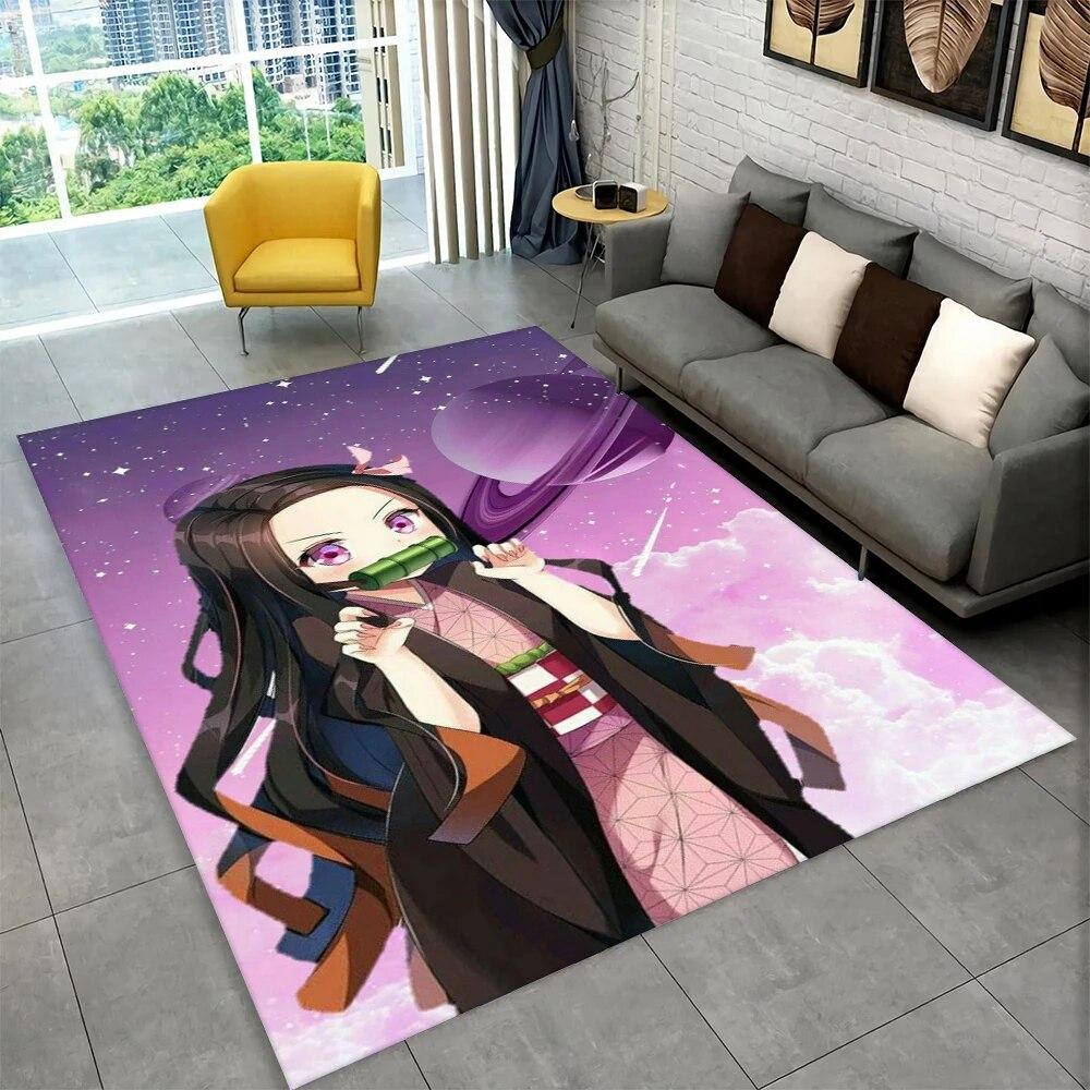 Kamado Nezuko Demon Slayer Anime Area Teppe, Teppe Teppe for Stue Barn Soverom Sofa Dørmatte Dekor, Barn Sklisikker gulvmatte
