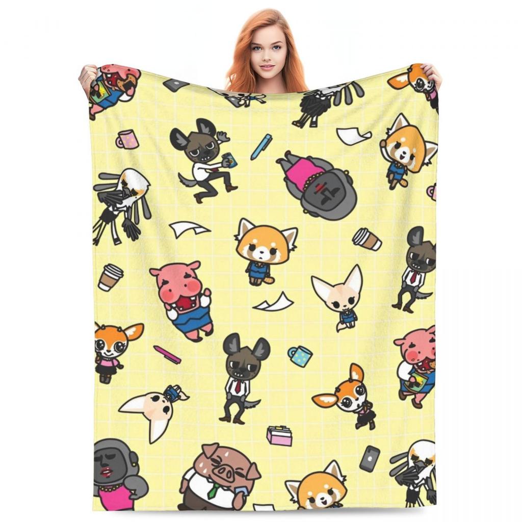 Aggretsuko Blanket Quality Soft Throw Blanket Autumn Travel Couch Chair Pattern Bedspread