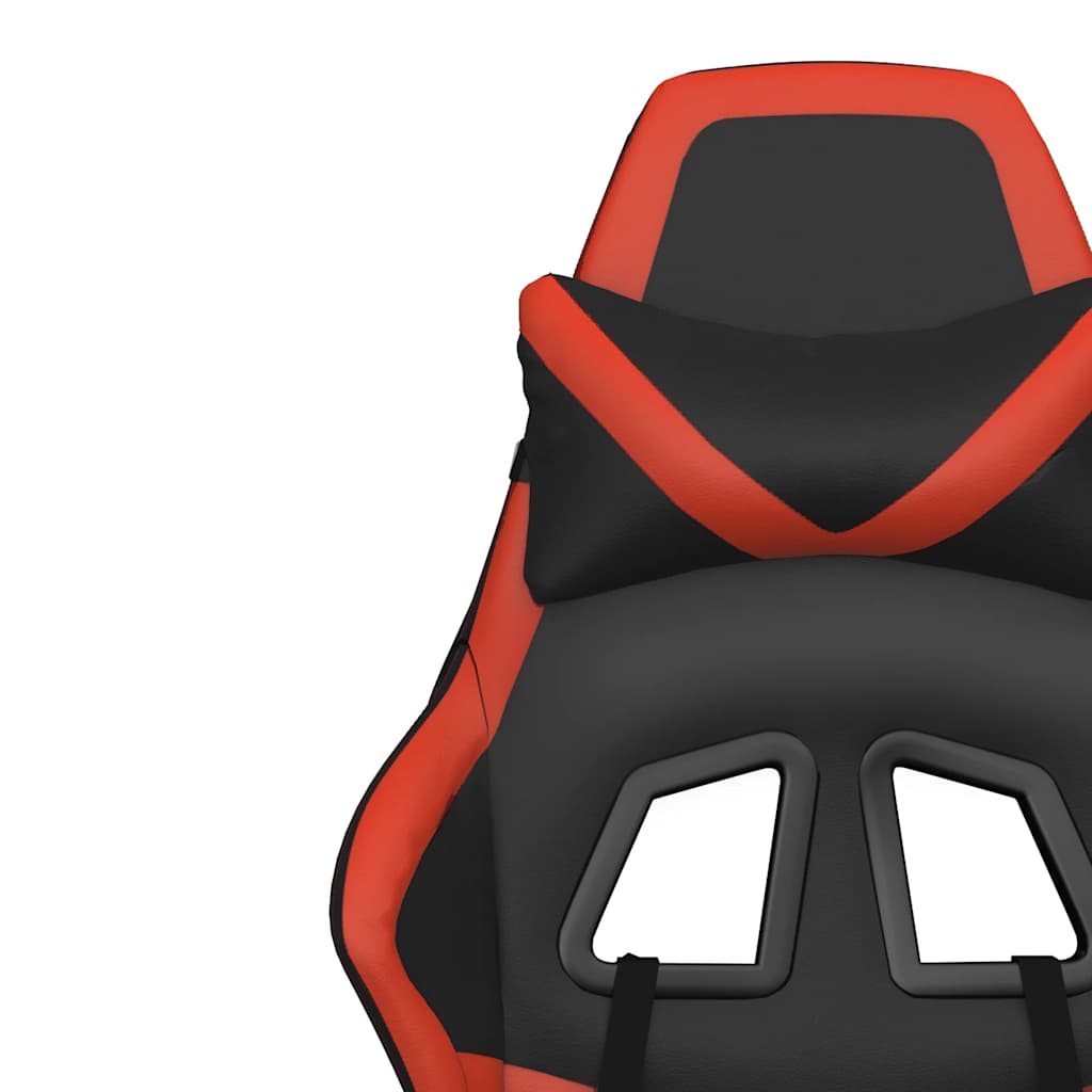 Gaming Chair with Massage Function Black and Red Faux Leather