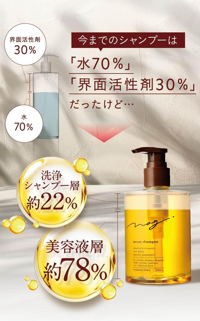 Nagdot Serum Shampoo Shampoo Serum Shampoo with Beauty Ingredients Trillion Keratins 5 Scalp Care Gray Hair Natural Wood Scent HAN.d Nag. (All-in-One