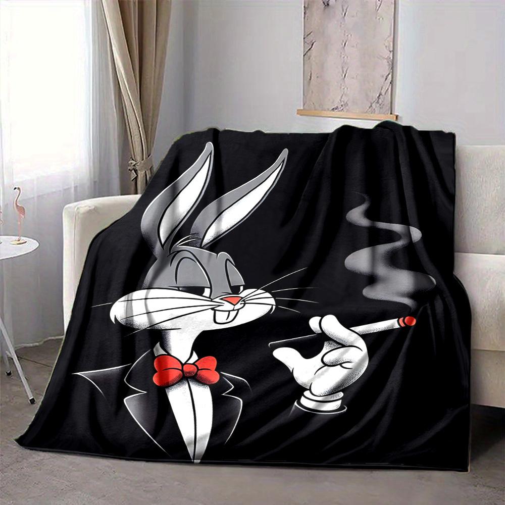 1pc Bugs Bunny Flannel Throw Blanket Lightweight Soft Warm All Season Blanket for Sofa, Bed, Travel,L1028086