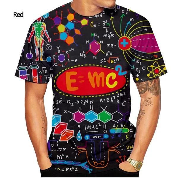 Funny Math Formula 3D Printed Graphs T-shirts Summer Casual Round Neck Short-sleeved Men's T-shirts
