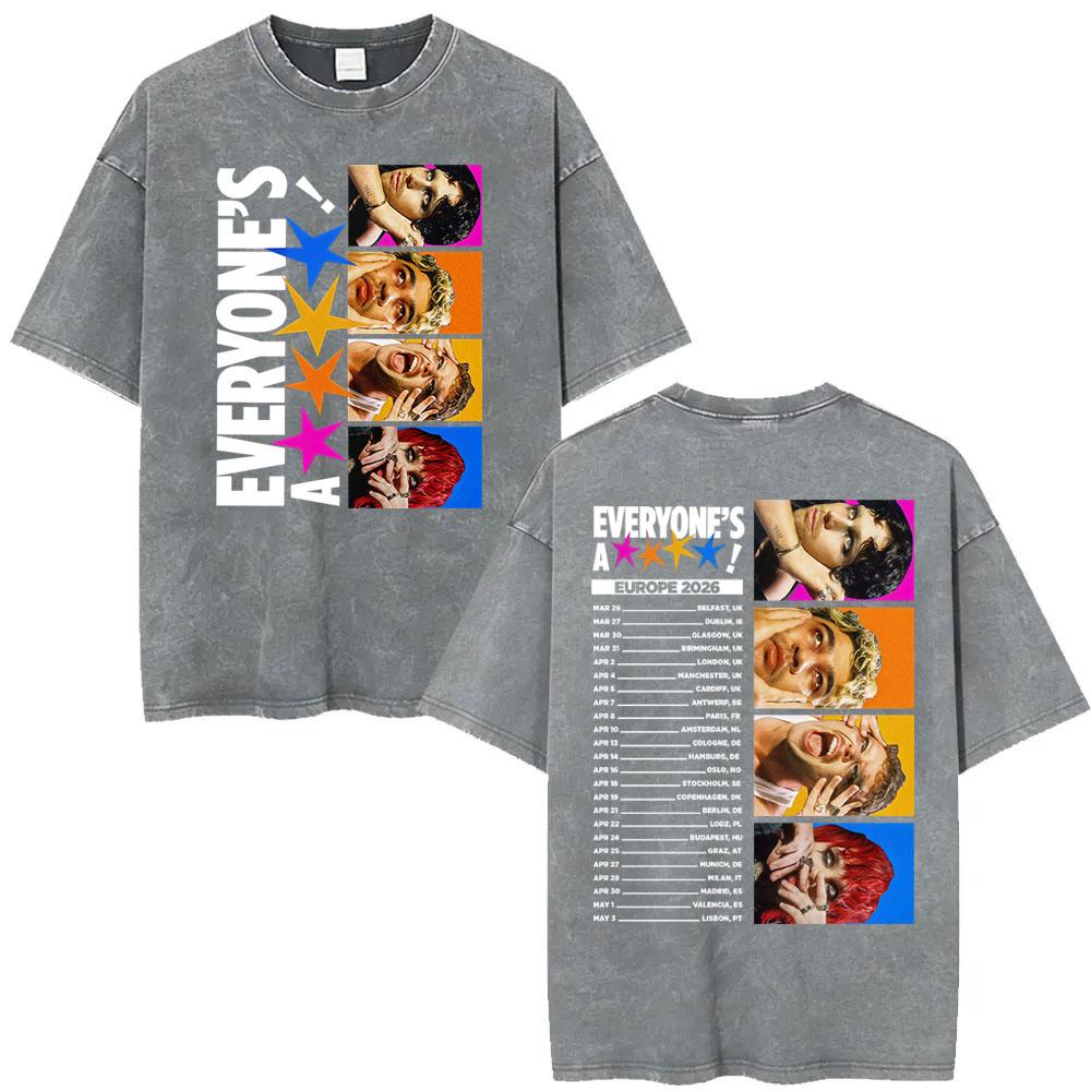 Seconds of Summer Everyones A Star World Tour Vintage Washed T Shirts Men Women Harajuku Hip Hop Oversized Tshirt Streetwear