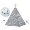 Nukido Children's Teepee Tent With Lights - Gray With Stars