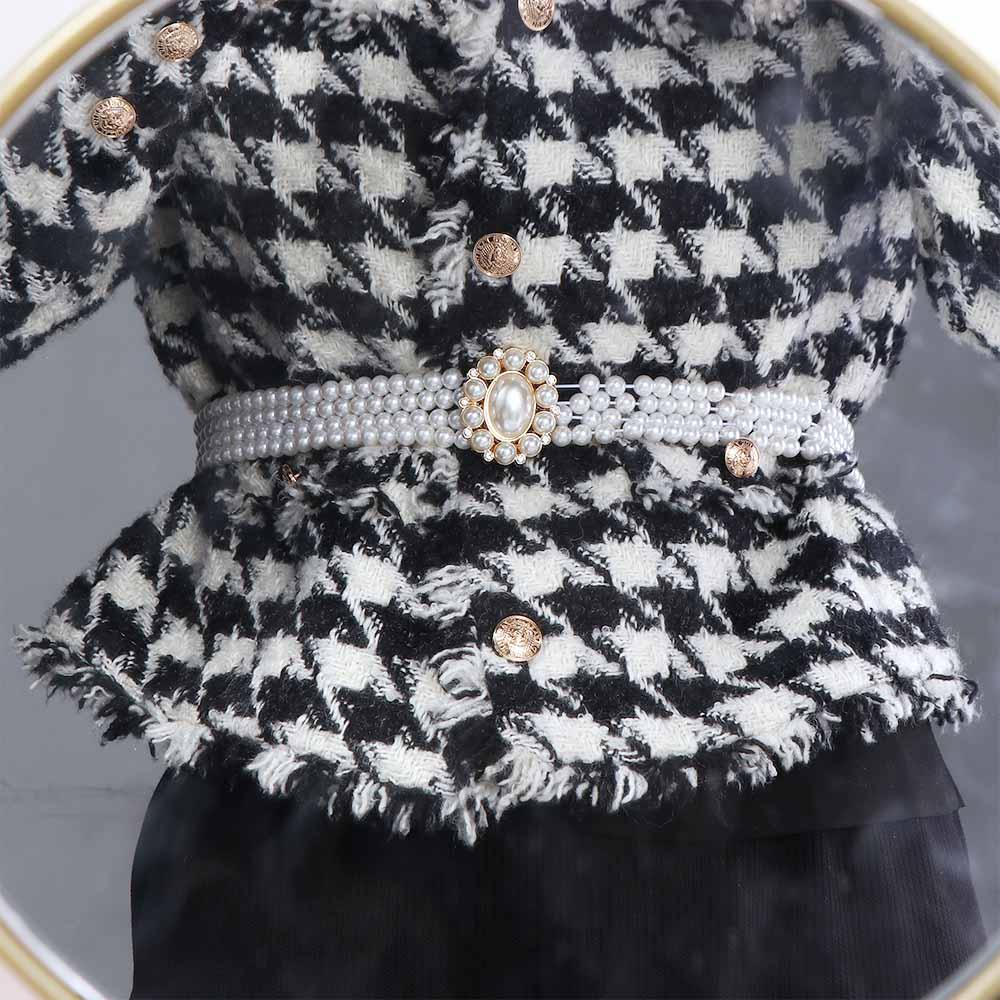 Vintage Elastic For Girls Flower Crystal Dress Decoration Korean Belt Women Waistband Faux Pearl