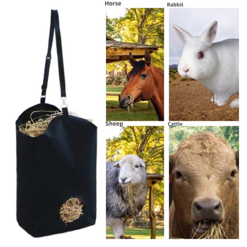 Ló szénzsák Hordozható Vízálló Nagy Kapacitású Állítható Vállpánt Oxford Szövet Széna