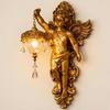Resin Vintage Vegglampe Liten Vinget Engel/Jesus/Jomfru Maria Veggapplikasjon Middelaldersk Gotisk LED Veggdekor for Soverom Stue Gang