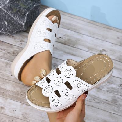 Mode Nouvelle Arrivée Sandales Compensées à Bout Ouvert pour Femmes Mode Été Respirantes Confortables Décontractées Pantoufles d'Extérieur Chaussures d'Été pour Femmes