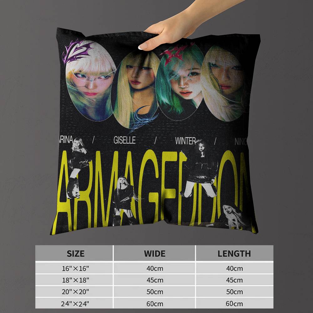 Kpop Style A-Aespa Personalized Pillow Dust Cover Bedroom Kids Party Decoration Pillowcase Birthday Children Gift