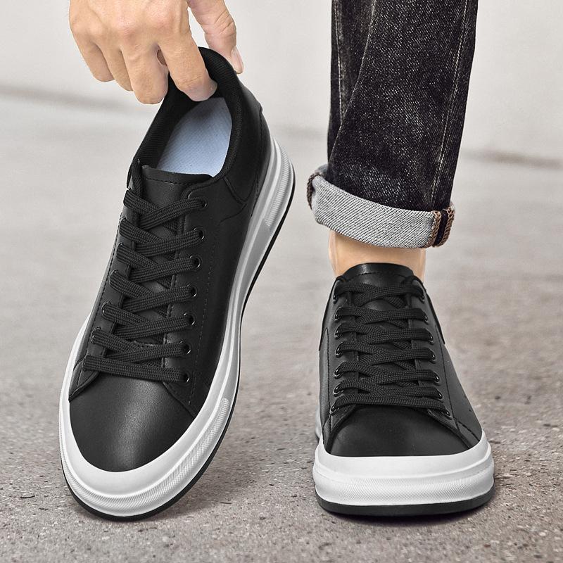 Sneakers da Uomo Bianche Traspiranti alla Moda con Lacci - Aumento Altezza Invisibile 8CM - Disponibili Taglie Grandi
