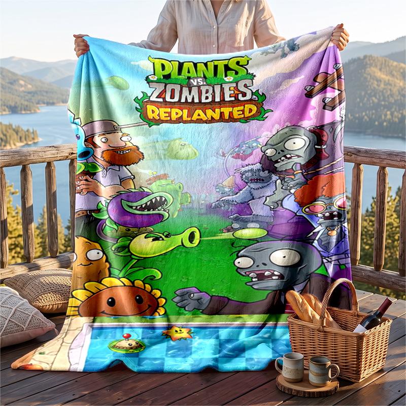 Warme Flanelldecke Pflanzen vs. Zombies Muster, Leichte Bequeme Decke für Bett Sofa