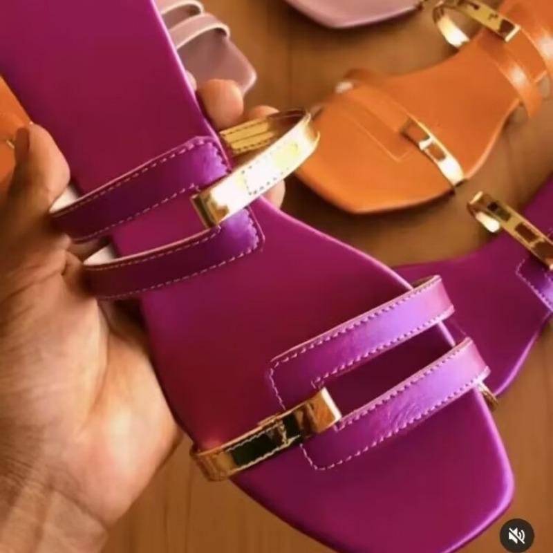 Women's Shoes Slippers Summer New Large Size Color Matching Fashion Flat Bottom Cool Slippers Women