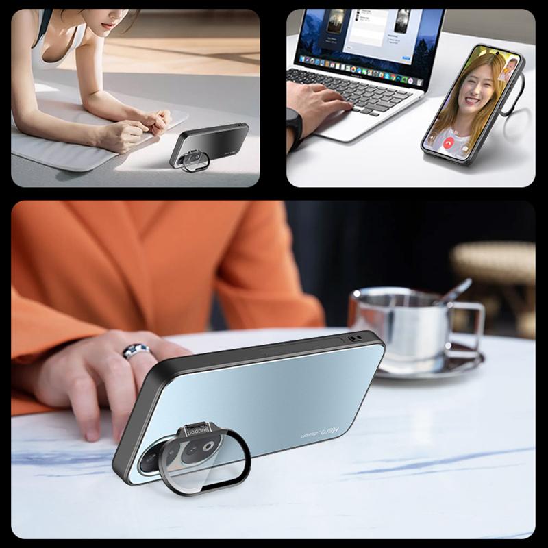 For Honor 90 Case with Lens Kickstand Shockproof PC+TPU Phone Cover