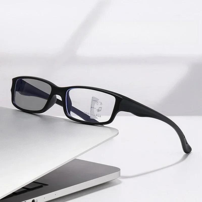 Men Women Trendy Photochromic Reading Glasses Ultralight Sports Presbyopia Eyewear Unisex Suqare Progressive Multifocal Glasses