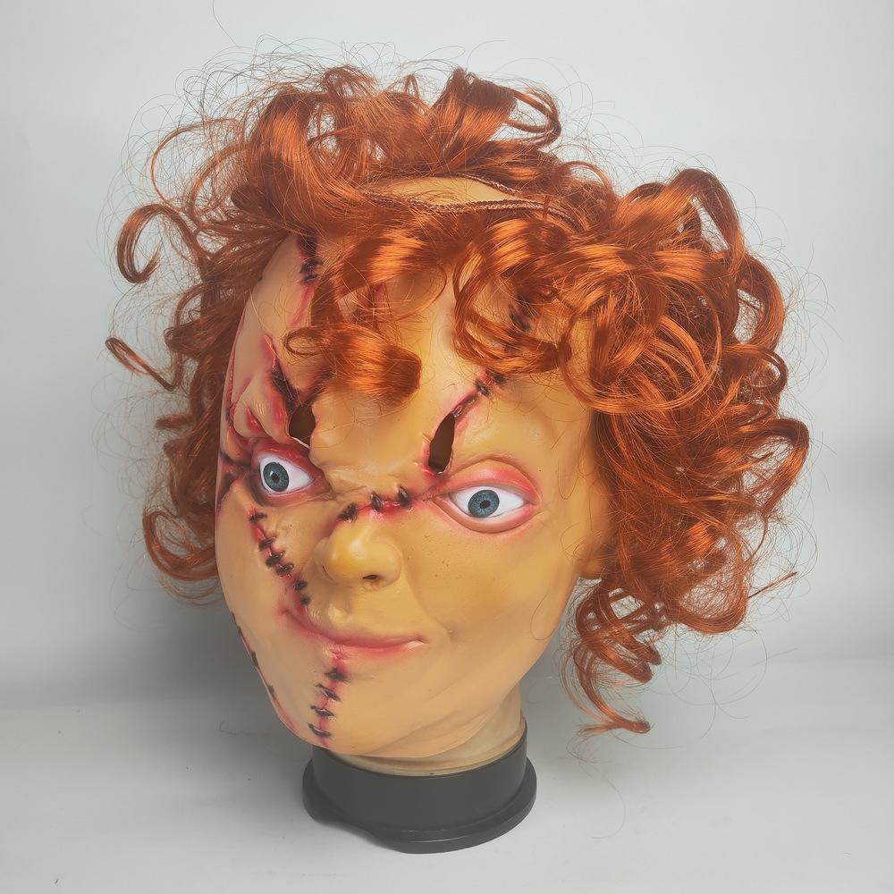 Red-haired Terrifying Clown Mask, Terrifying Hooded Clown Headgear, Halloween Horror Makeup, Buddha and Devil Mask