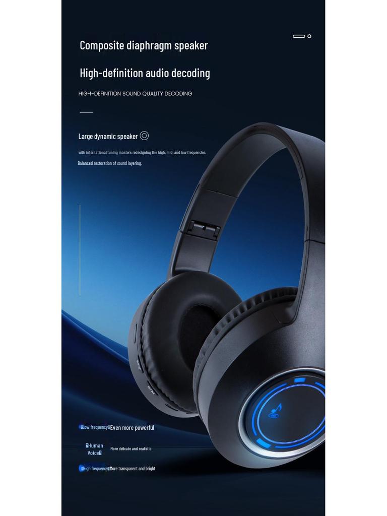 Luminous Bluetooth Headset: Foldable, High-Value, Head-Mounted for Gaming & Music